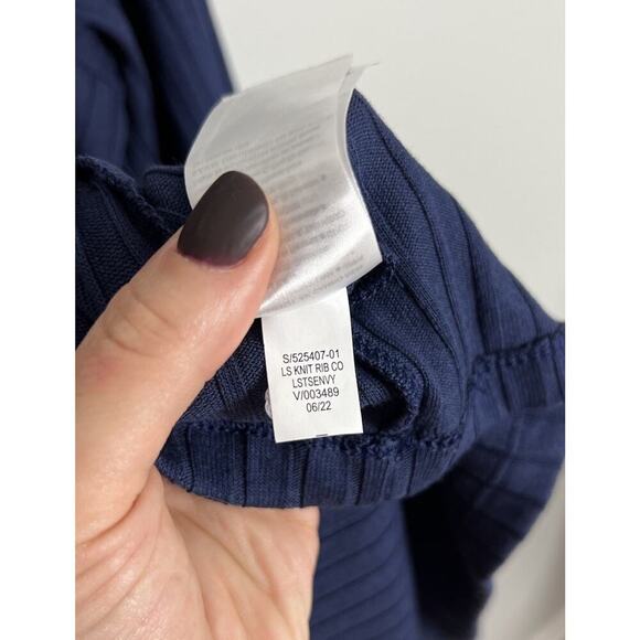 Old Navy Fitted Rib-Knit Tie-Belt Long-Sleeve Mini Polo Dress Size Large Cotton - Picture 6 of 7